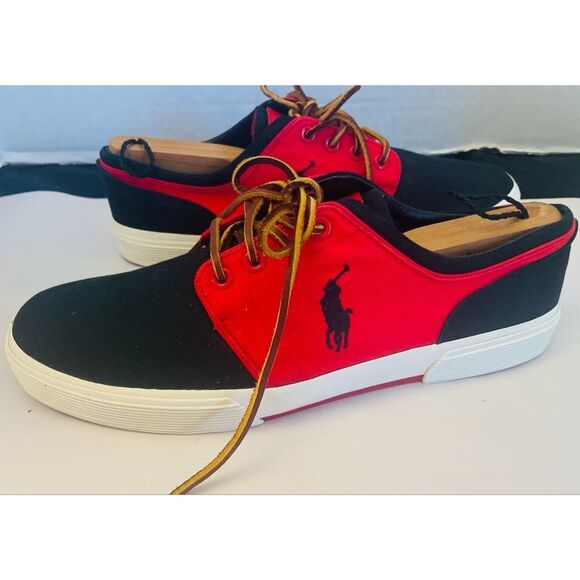 Polo Ralph Lauren Faxon Red and Black Casual Canvas Men's Shoes Size 10D - Picture 10 of 11